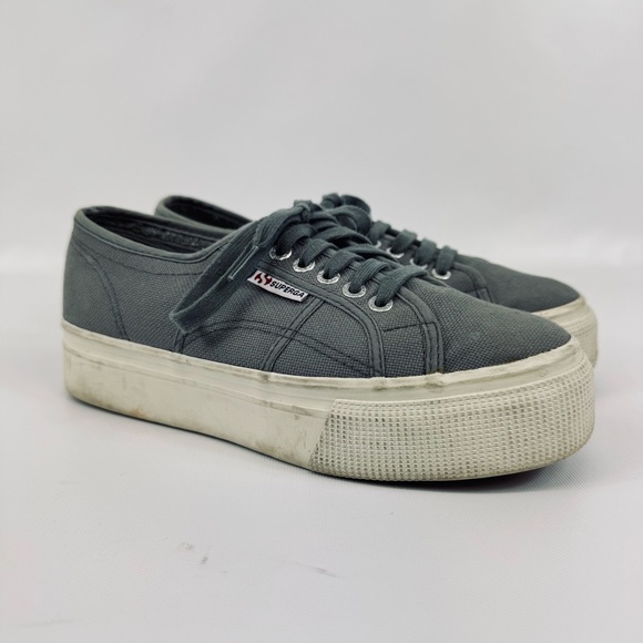 Superga Platform Sneakers Grey Lace Up - size 9 - Picture 9 of 16